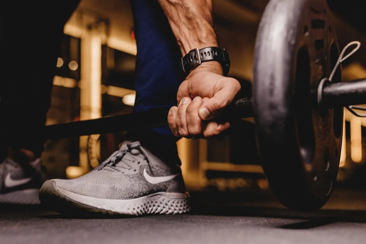 Close up of barbell training